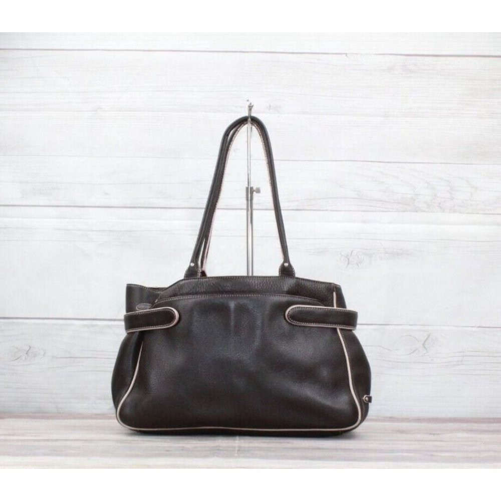 Cole Haan Brown Pebbled Leather Pink Lined Double Handle Tote Shoulder Bag - Picture 7 of 9